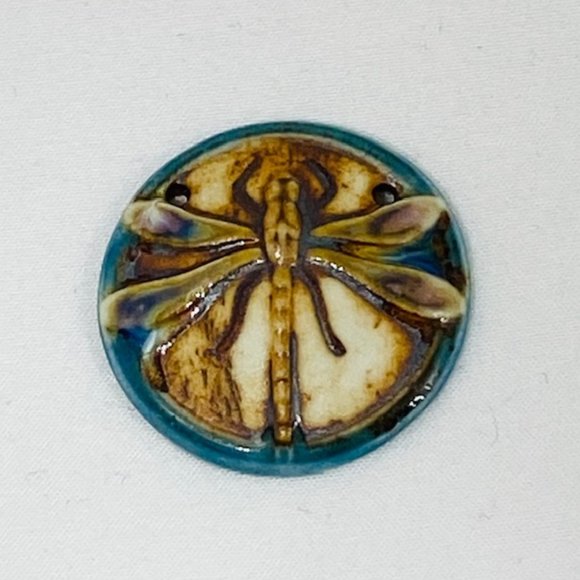Lot of 10 Assorted Vtg. Ceramic Czech Dragonfly Buttons for Collectors/Designers - Picture 7 of 10